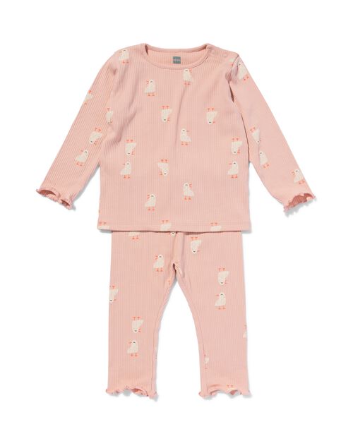 pyjama bébé coton côtelé poussins rose