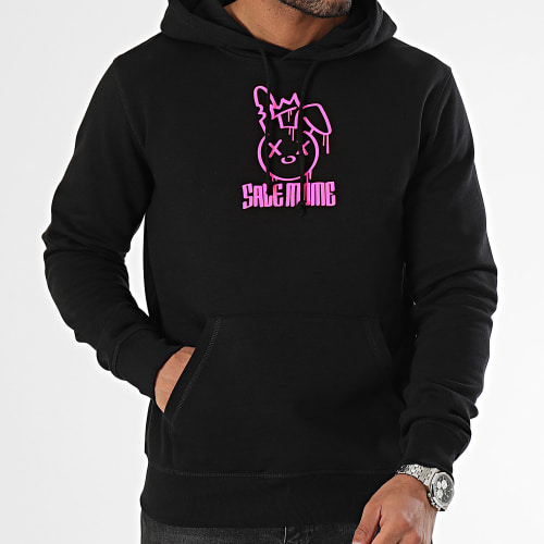 Sweat Capuche Edition Limitée 30 ex. Lapin King Carbone Noir Rose Fluo