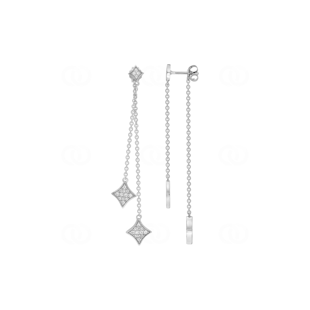 Ohrhänger 925 Silber rhodiniert mit Zirkonia pavé