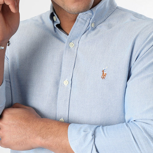 Chemise Manches Longues Slim Oxford Bleu Clair