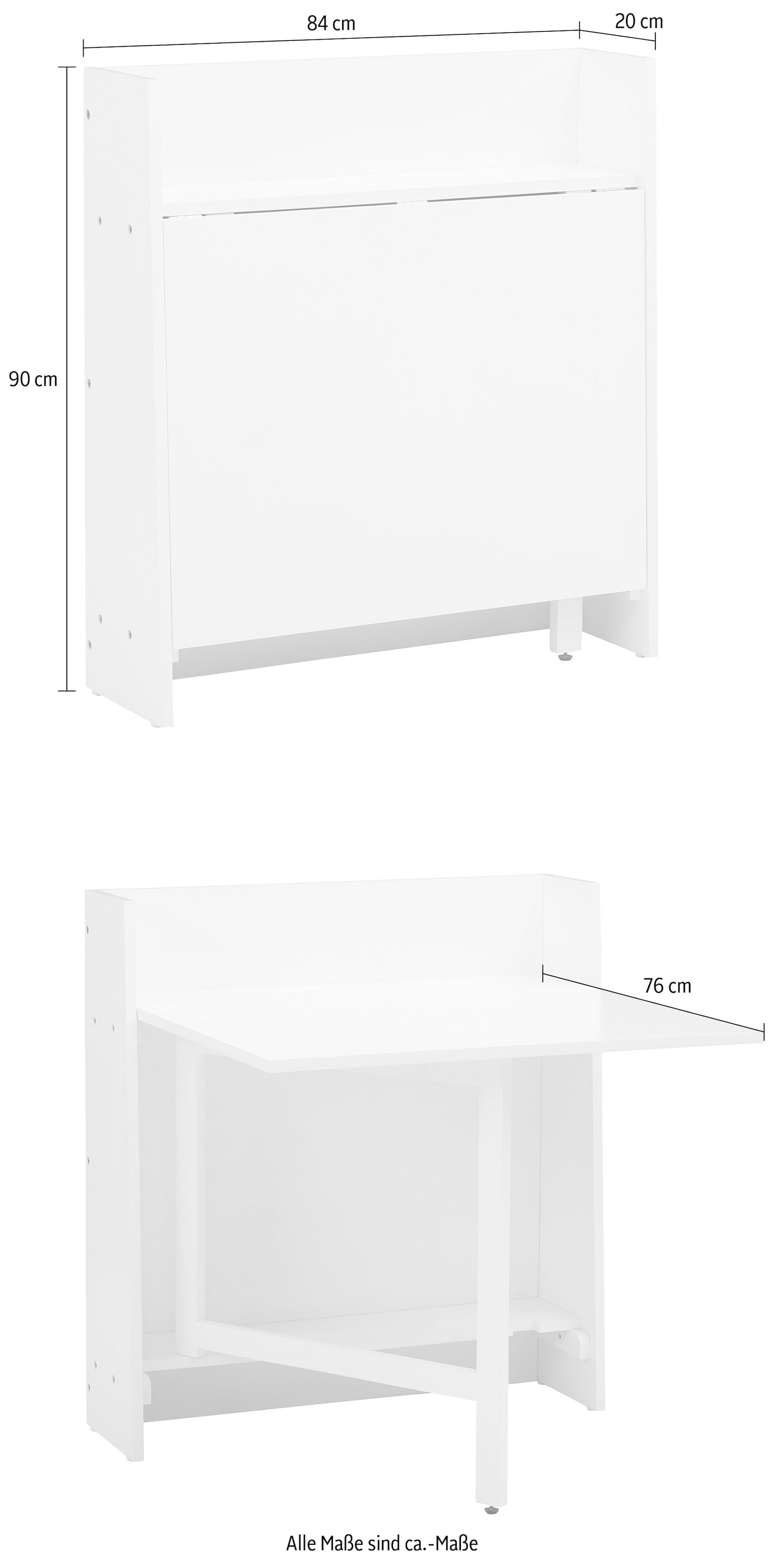 Home affaire Klapptisch »Dinant« im Landhaus-Stil gehalten, platzsparend, einklappbar, Breite 84 cm