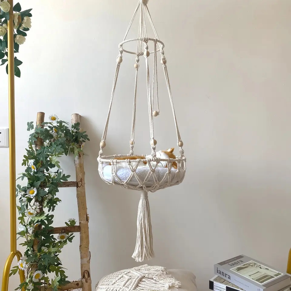 (120x40cm) Boho Katzen Hängematte Markamee Schaukel Hygge Lifestyle Haustier Liege