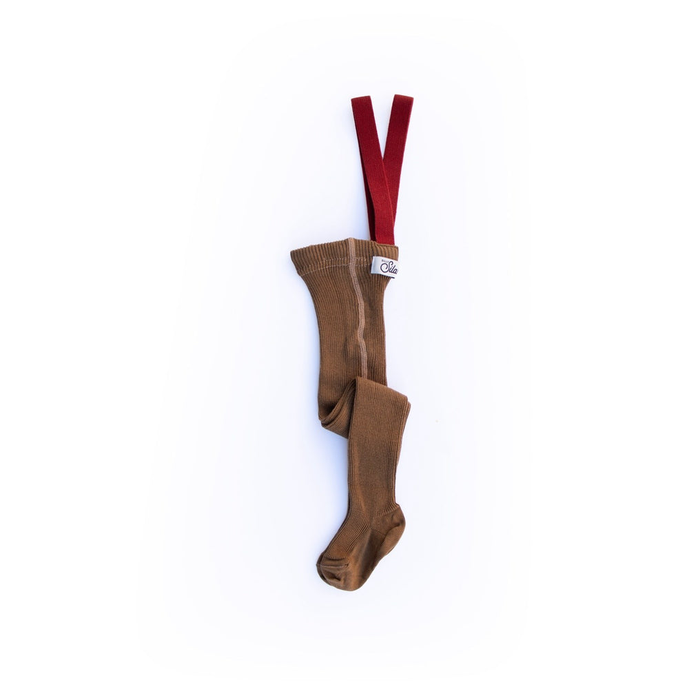 Køb Silly Silas Acorn Brown With Maple Leaf Footed Strømpebukser Christmas Edition
