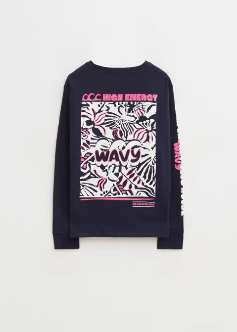 T-shirt met print wavy blauw (INDIGO)