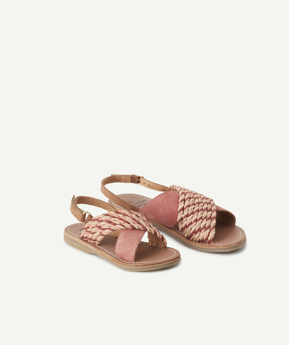 LES SANDALES EN CUIR ROSES ET COULEUR DORÉE