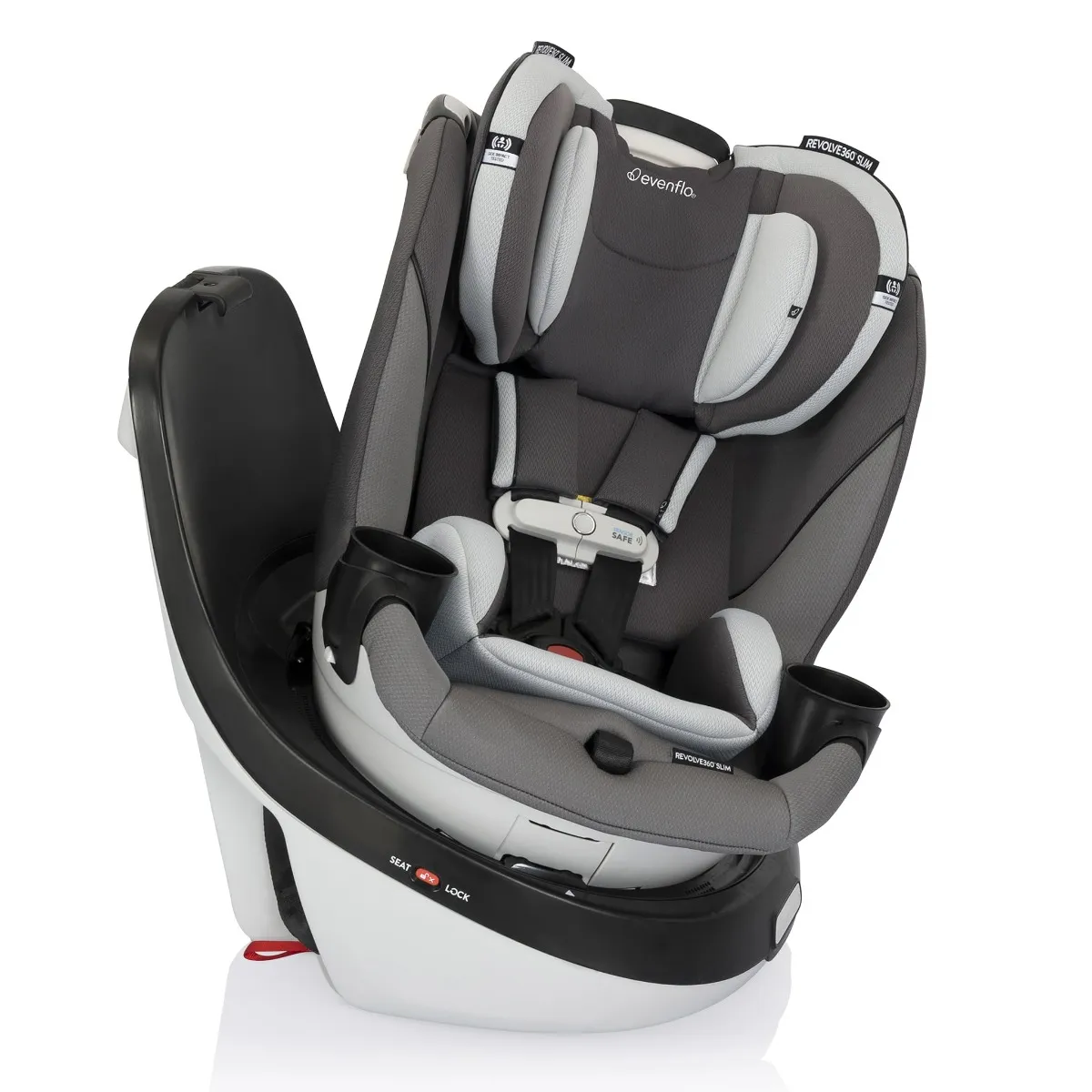 Evenflo Siège d’Auto 2-en-1 Rotatif Slim Revolve 360 GOLD avec SensorSafe - Gris Perle