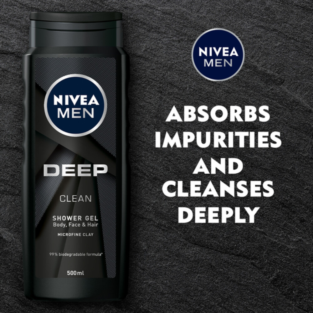 6x Nivea Men Douchegel Deep Clean500 ml
