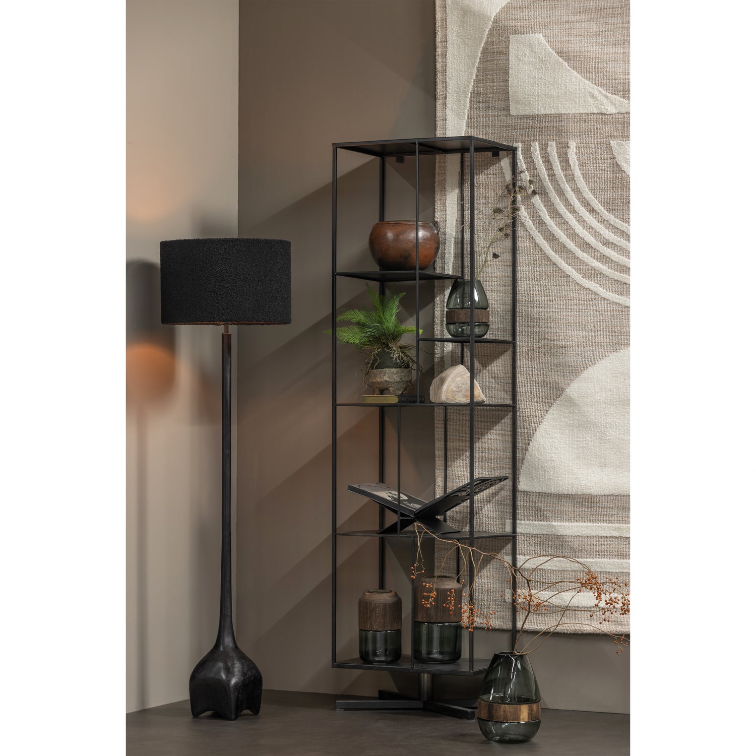 WOOOD Exclusice Foss Lampenvoet - Aluminium - Zwart|Bruin - 129x18x18