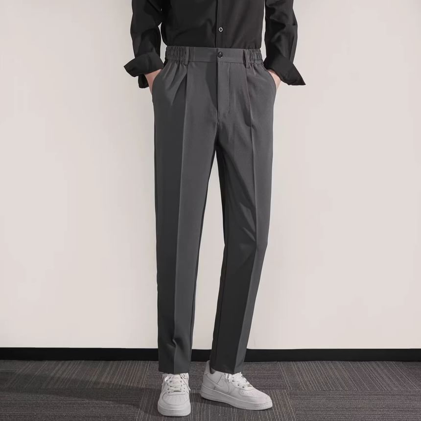 Loansk - Hoge taille effen cropped taps toelopende broek