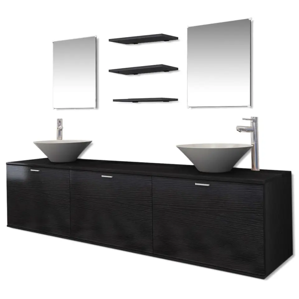 vidaXL - Badkamer Meubel - Zwart - Bewerkt hout