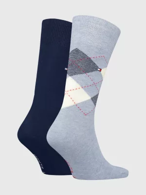 Pacote com 2 pares de meias clássicas com estampa de losangos.