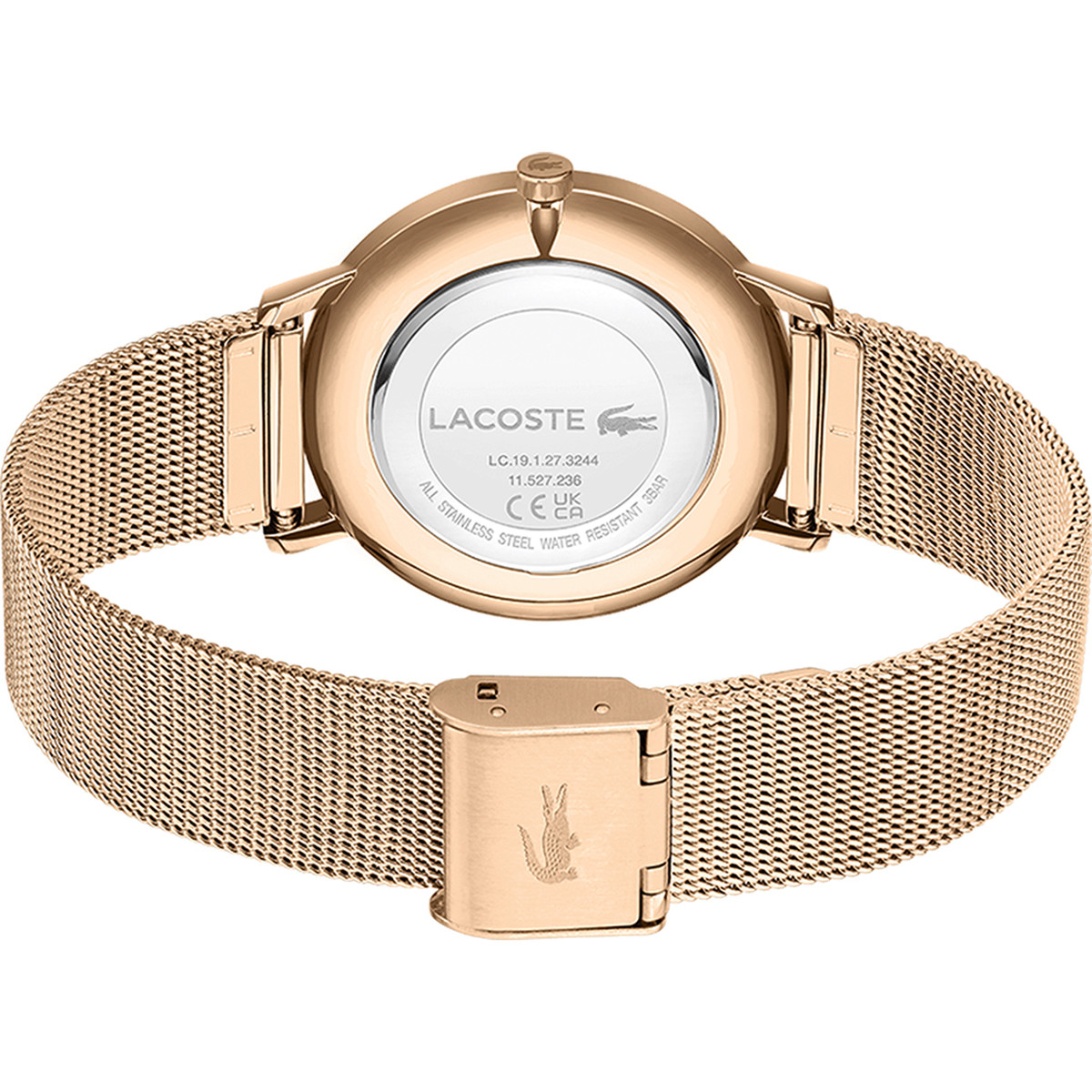 Montre LACOSTE crocorigin femme bracelet acier doré rose