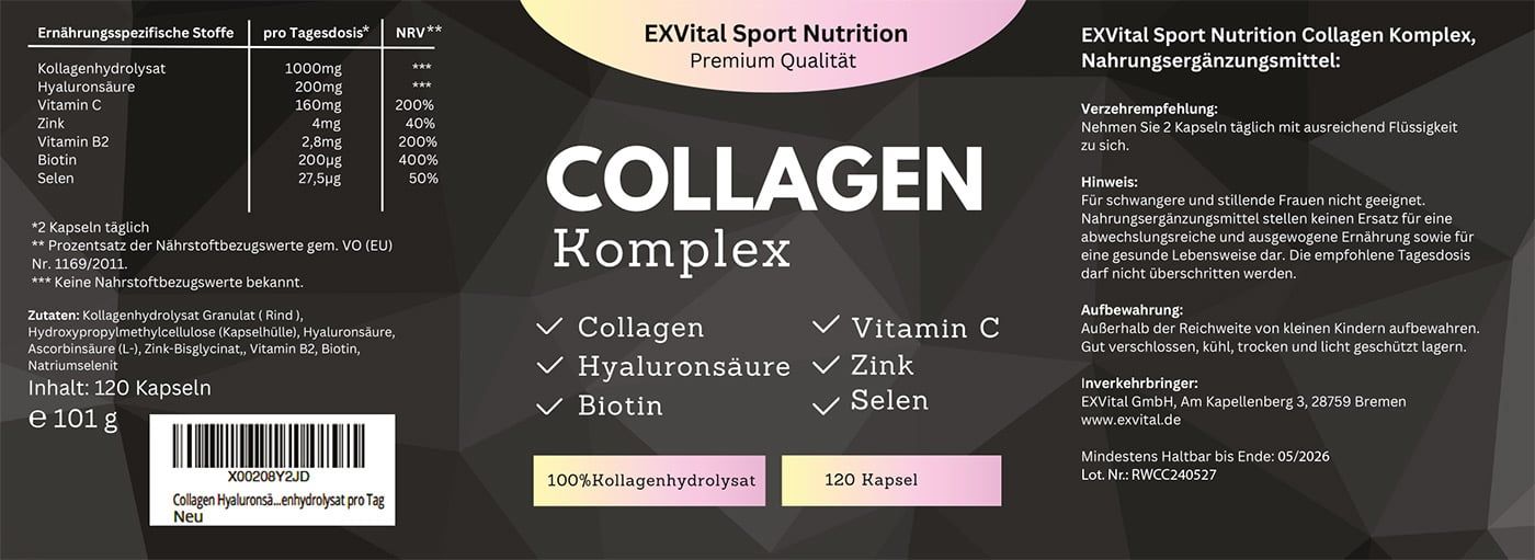 EXVital® Collagen Hyaluronsäure Komplex 120 Kapseln Kollagen