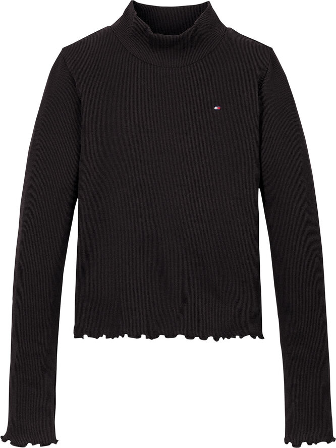 Tommy Hilfiger MOCK NECK RIB TOP LS Black