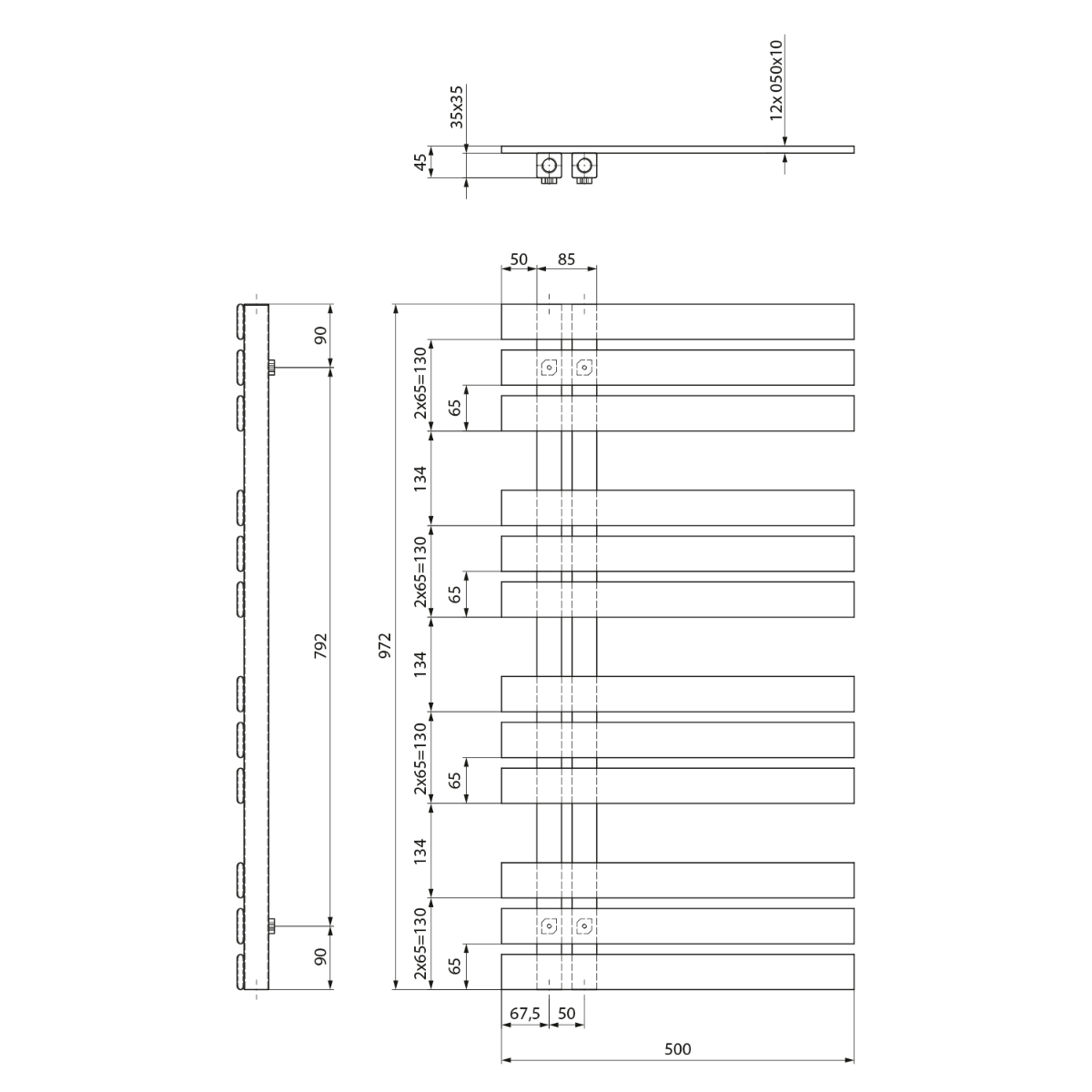 Sapho Silvana badkamer radiator zwart mat 50x97.2cm
