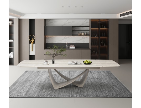 CONCEPT1 - Table Majestic travertin 200-300x100x76 100% céramique