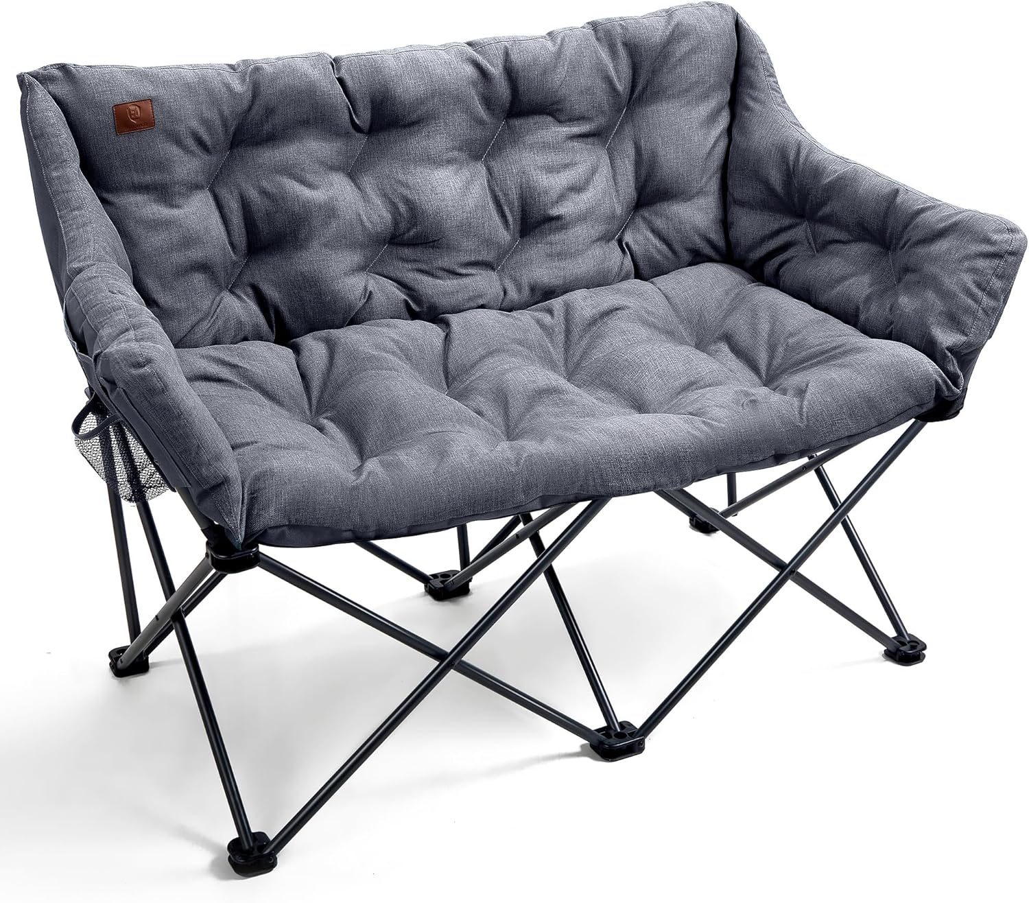 EVER ADVANCED Campingstuhl Faltbar 124CM Breit Campingsofa für 2 Personen Faltsofa 320KG Belastbar, Campingcouch Dick Gepolstert Klappstuhl XXL 2 Sitzer Hohe Lehne für Outdoor Garten Balkon Indoor