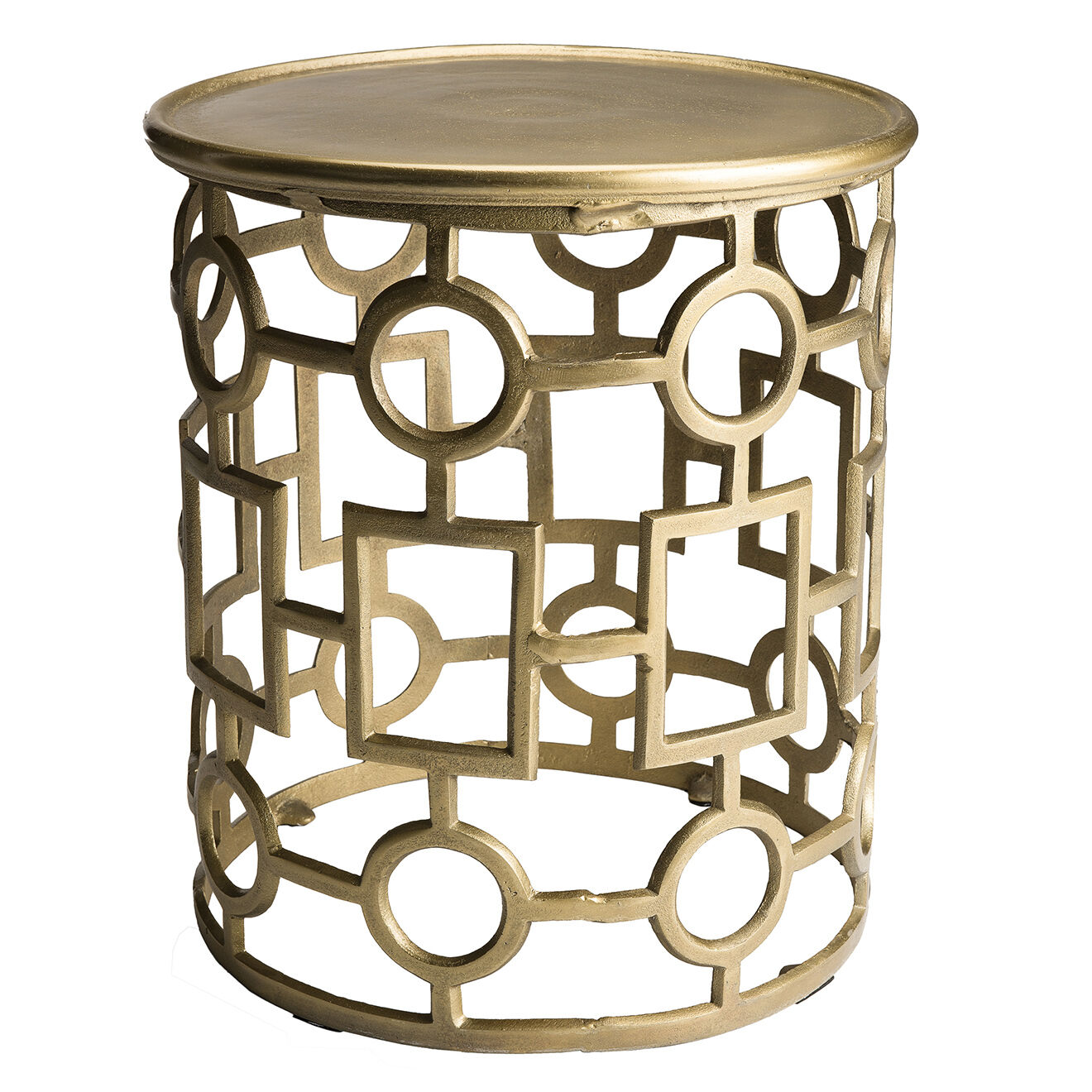 Macabane Table d'appoint ronde Jonas dorée - D.43xH.48 cm