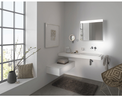 KEUCO Edition 400 spiegelkast, 71 x 16,7 x 65 cm, zilver, 2-deurs, LED, IP24