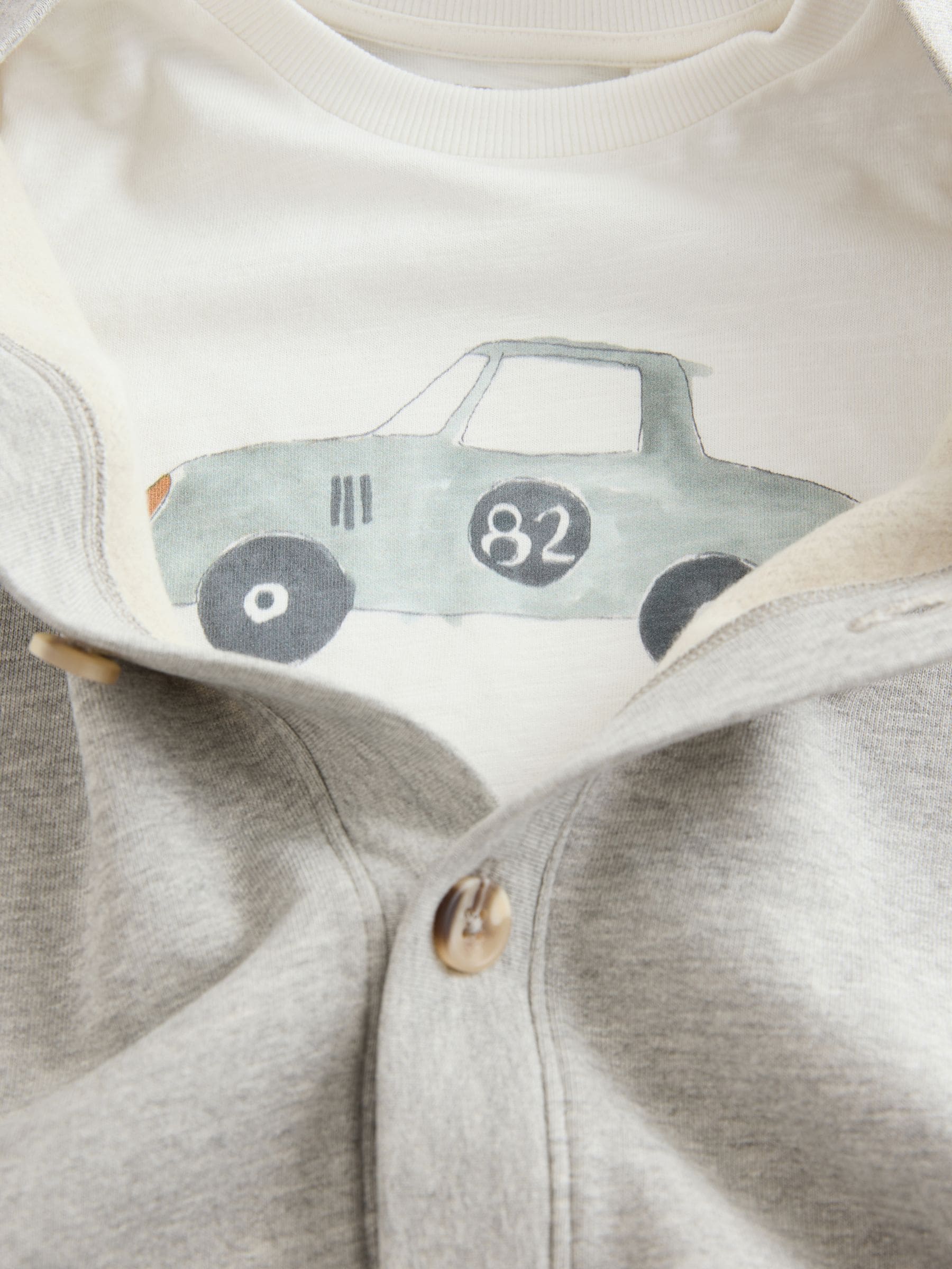 Grijs/wit - 3 -delige Set van Vest, T-shirt en Broeken (3mnd -7jr)