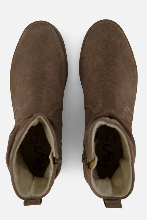 Feyn Marina Enkellaarsjes taupe Suede