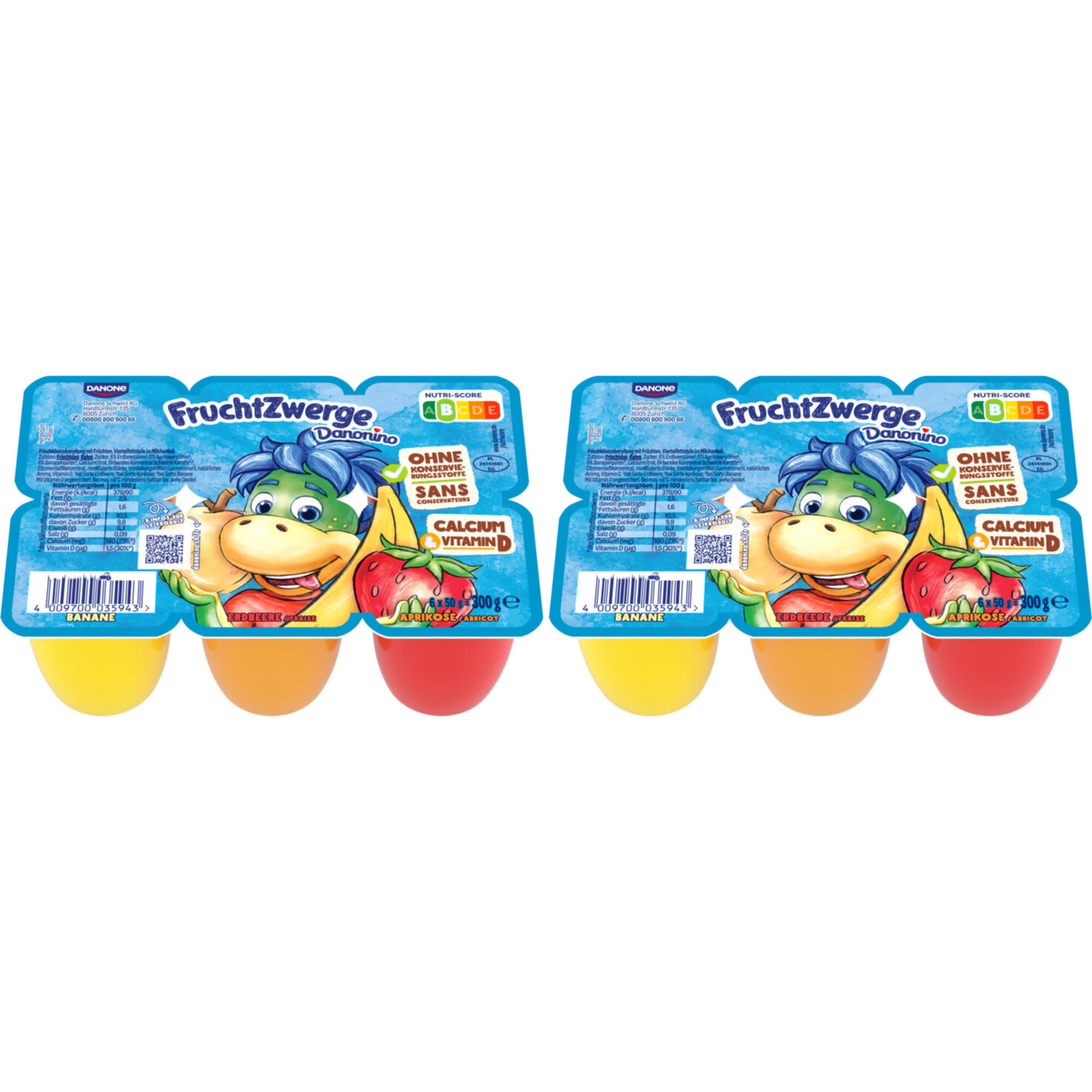 Danonino Quark Banane Erdbeere & Aprikose 6x50g 2x 300g