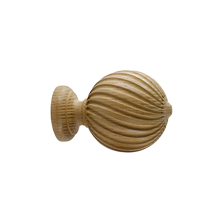 Embout boule striée pour barre à rideau GoodHome 28 mm Symi naturel