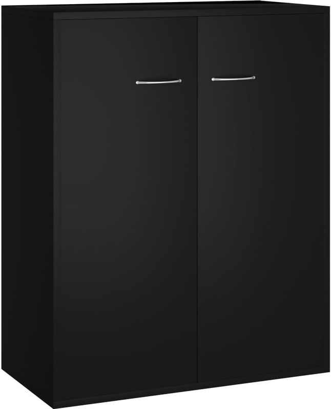 vidaXL - Dressoir - Zwart - Bewerkt Hout - 2 Vakken