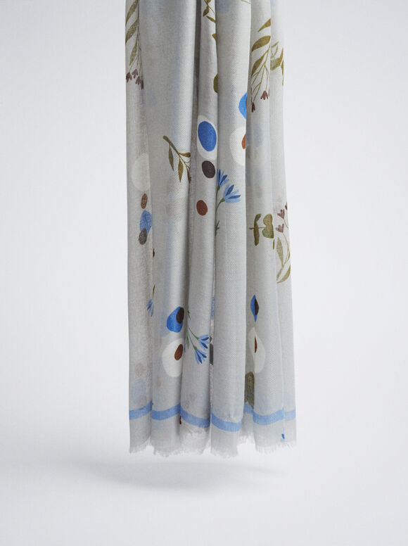 Lenço com estampa floral - Azul