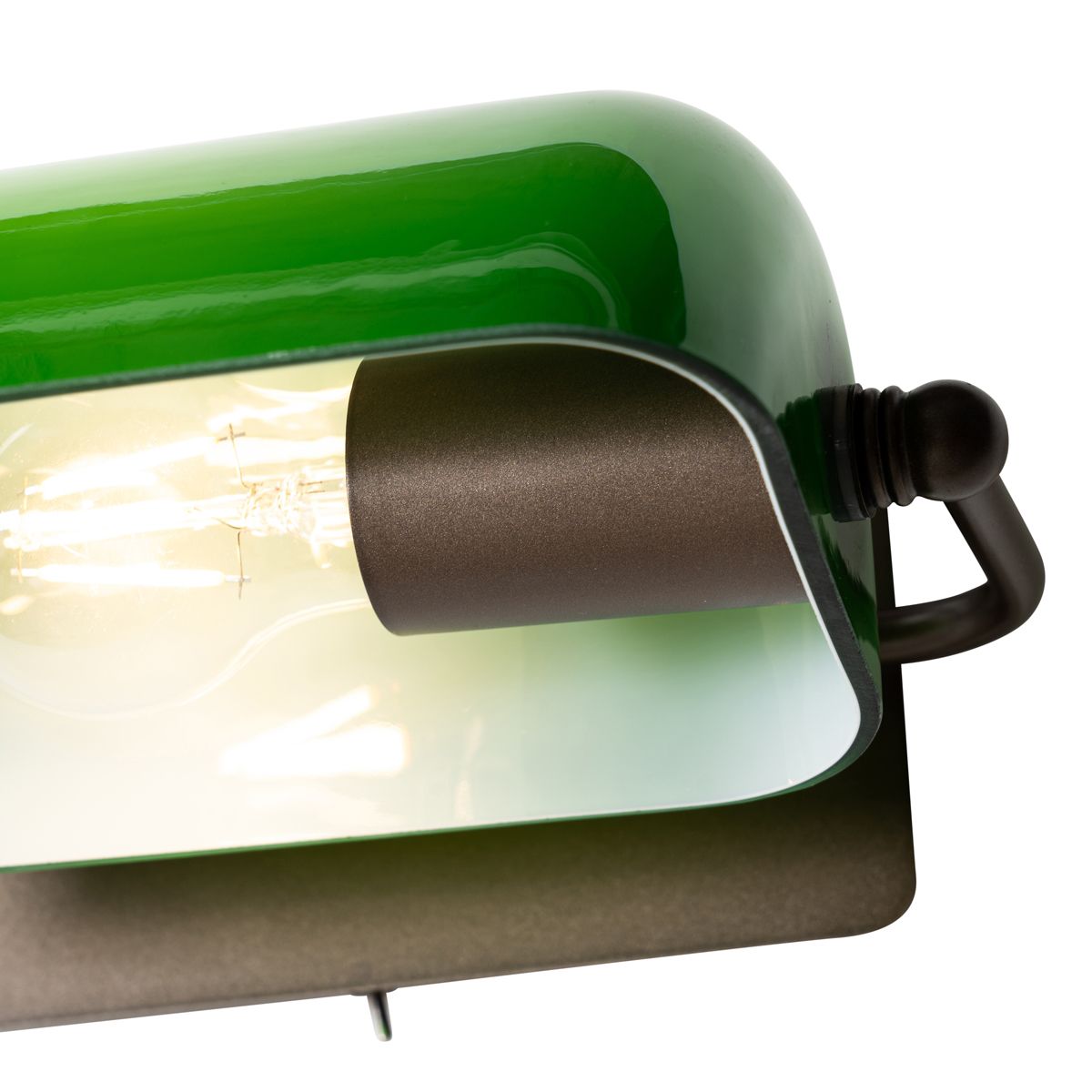 Klassieke notaris wandlamp donkerbrons met groen glas - Banker