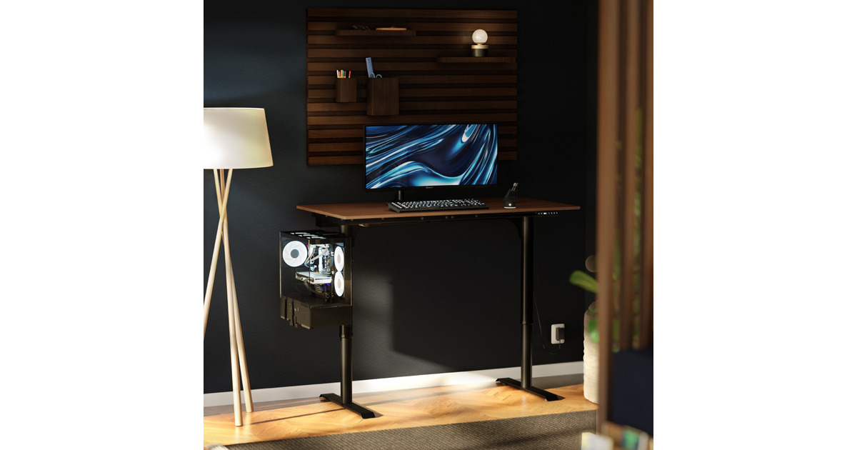 ArozziArena Nordico Sit/Stand Desk - Dark Walnut gaming desk  (Zwart)