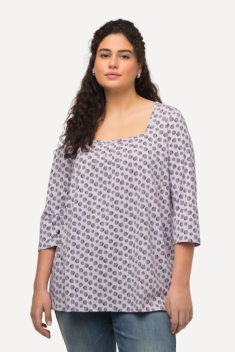 Shirt, Punkte, A-Linie, Carree-Ausschnitt, 3/4-Arm