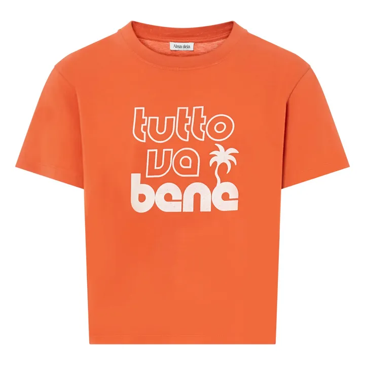 Alma Deia T-shirt Boxy Imprimé Tutto va Bene Coton Bio | Corail