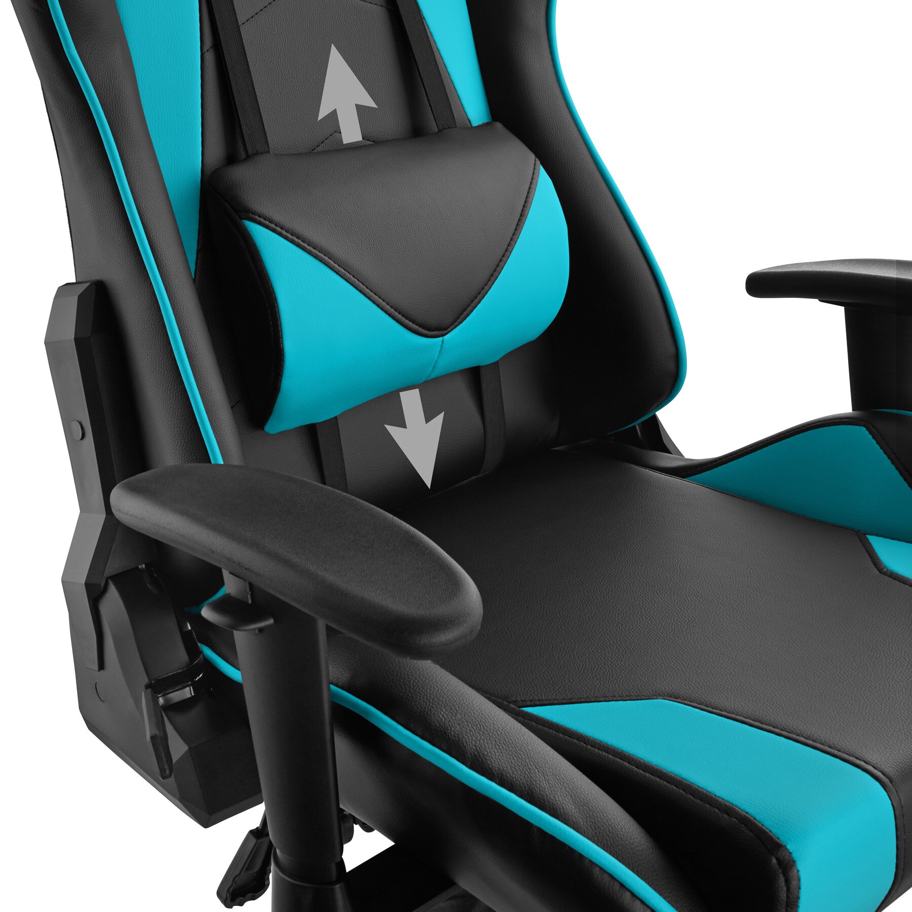 tectake® Racing Gaming Stuhl, ergonomische Form, mit verstellbarer Rückenlehne, Kunstlederbezug, abnehmbares Nacken- und Lendenkissen, Belastbarkeit 120 kg