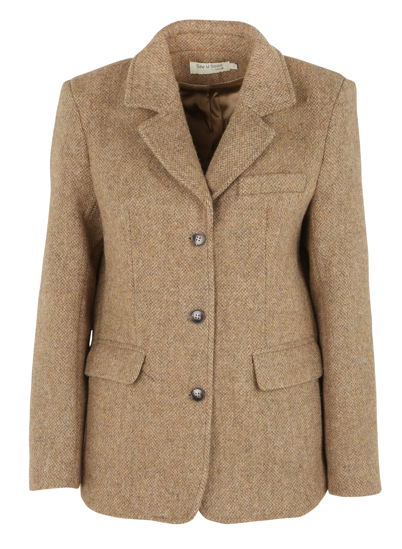 Manteau court en laine| Marron