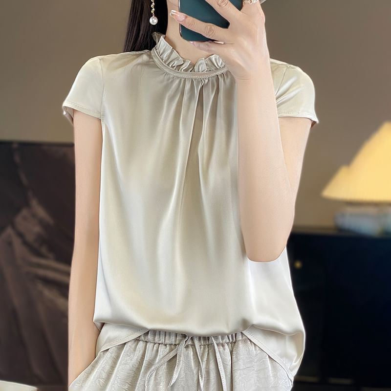 Weelop - Blouse met korte mouwen en mockneck