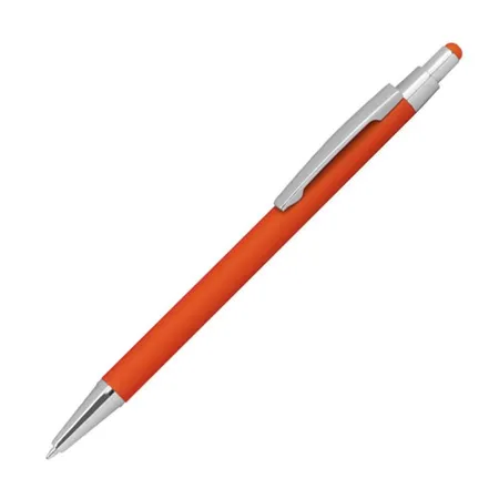 Macma Touchpen Kugelschreiber aus Metall, gummiert, orange, 10 Stück