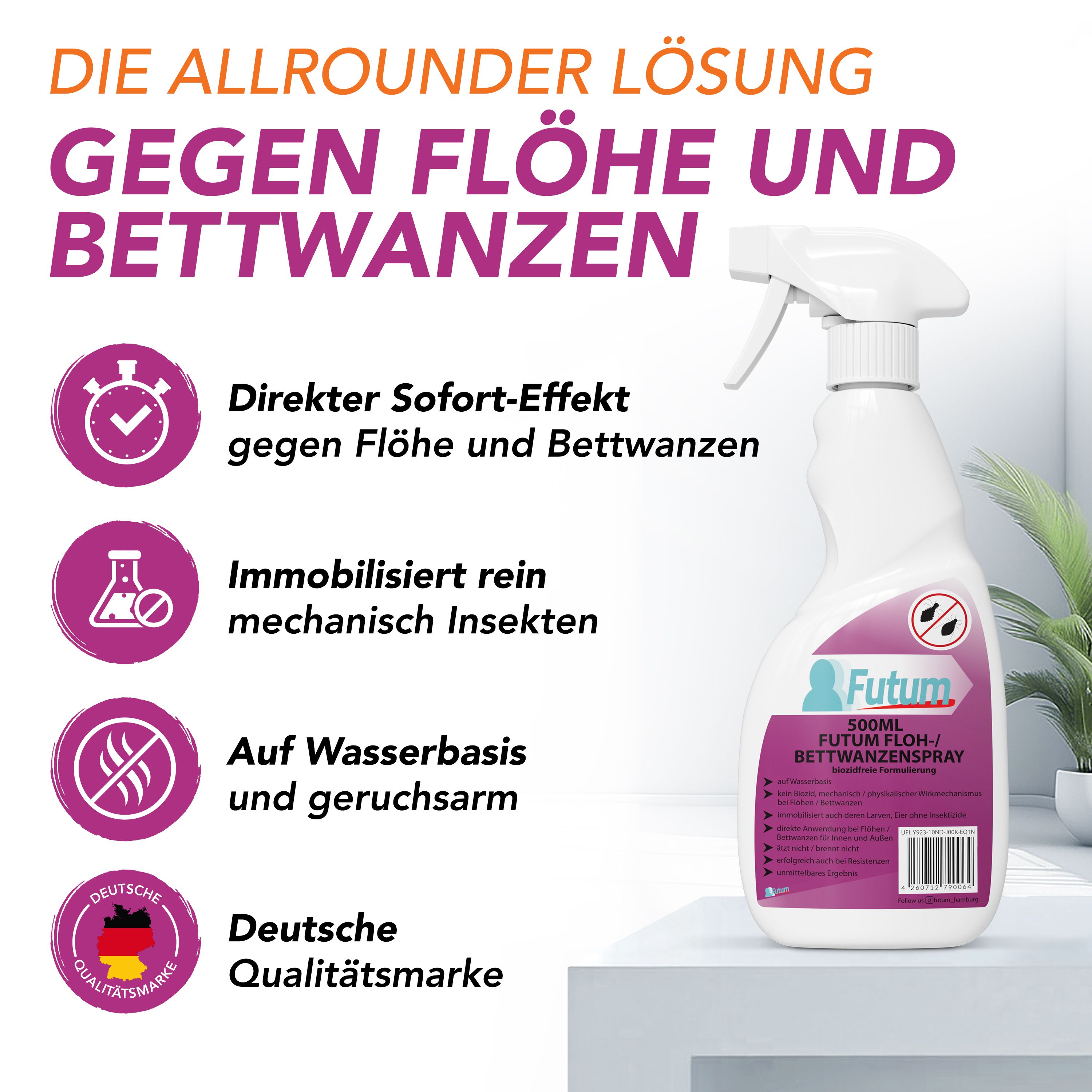 FUTUM 2x500ml Bettwanzen- / Flohspray