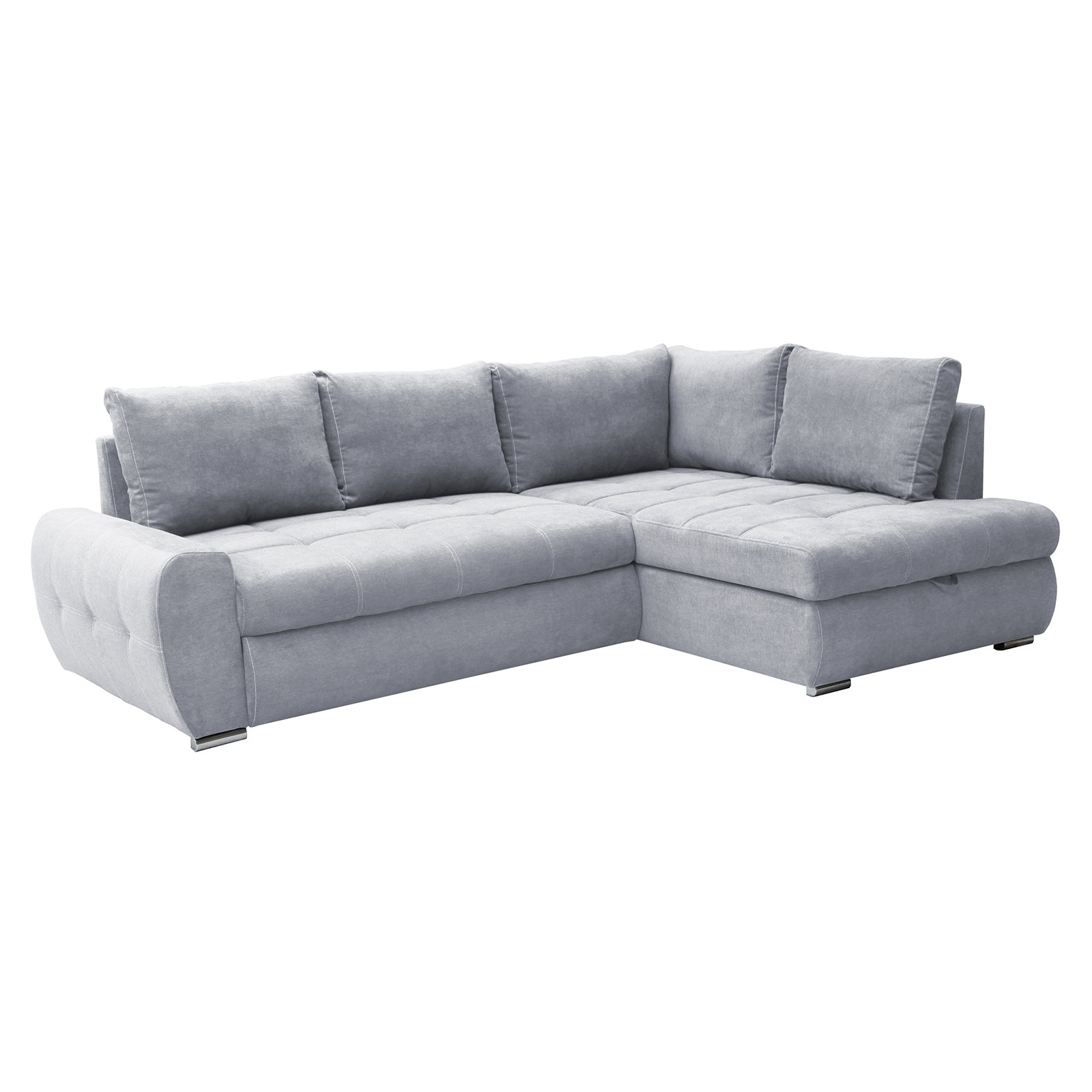 Ecksofa - grey - mit Liegefunktion und Staukasten - Recamiere rechts