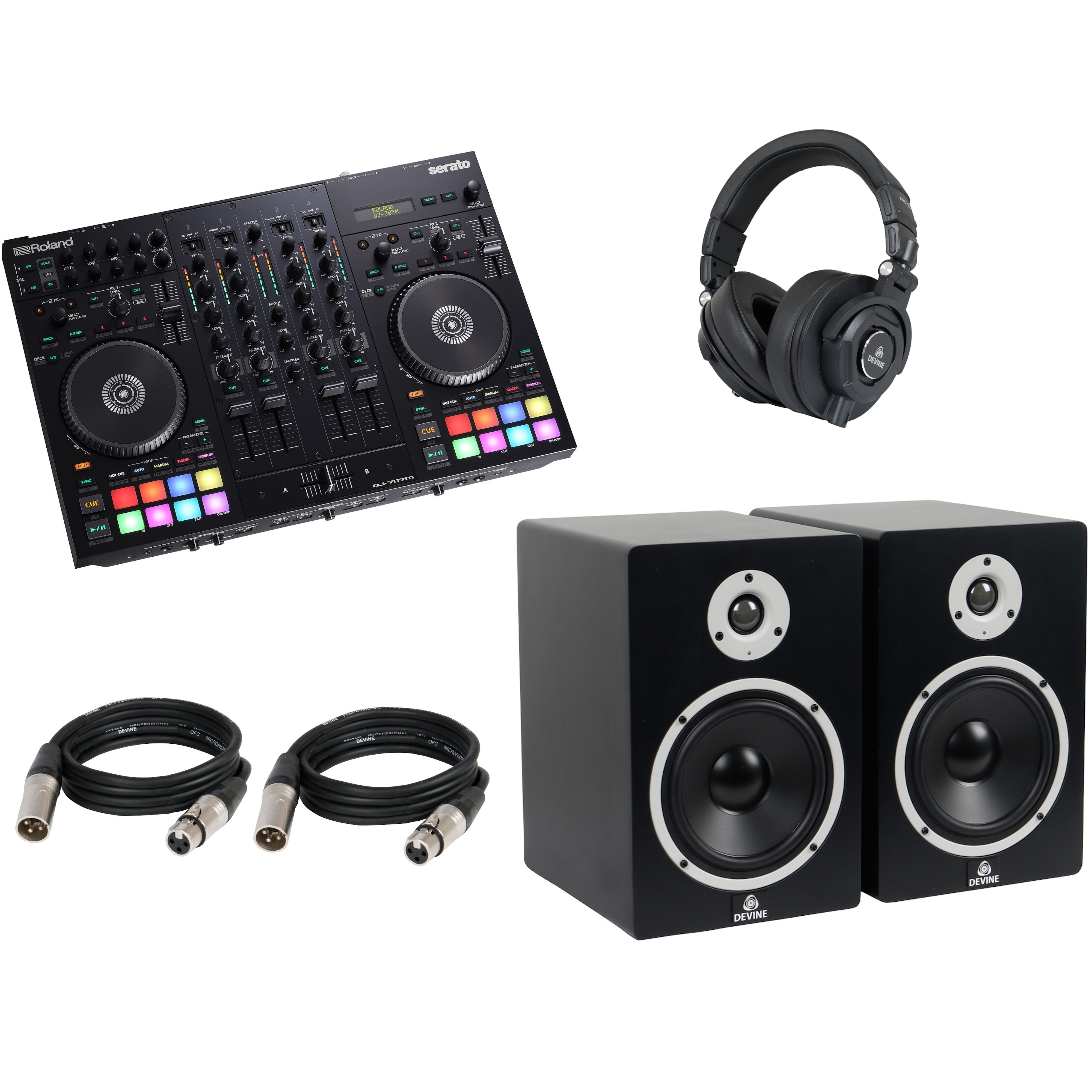 Roland DJ-707M mobiele DJ controller set met speakers en koptelefoon