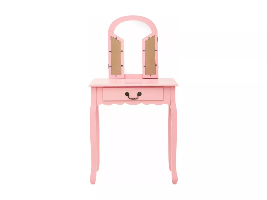 Coiffeuse et tabouret Rose 65x36x128 cm Bois de paulownia MDF