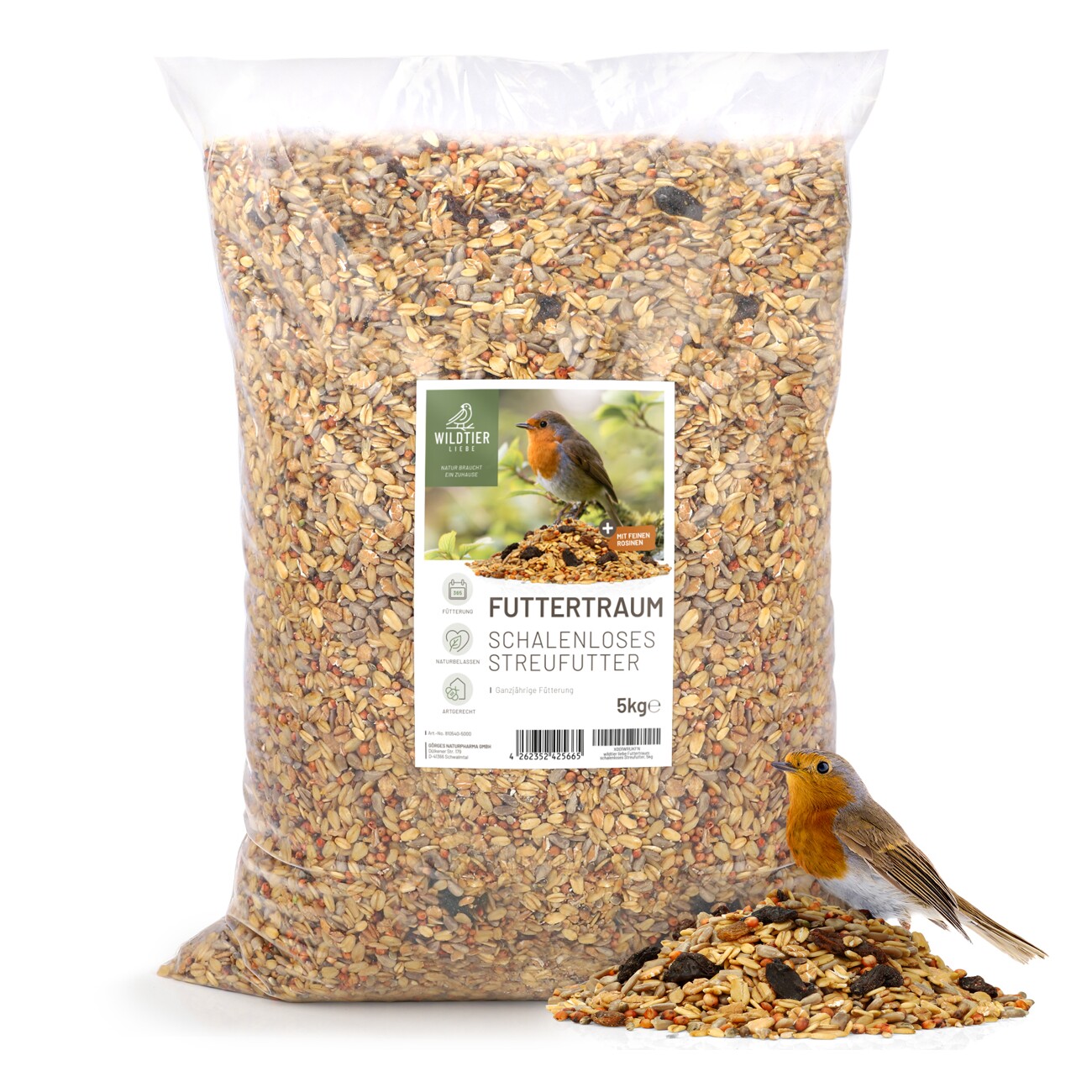 wildtier liebe Futtertraum Schalenloses Vogelfutter 5kg