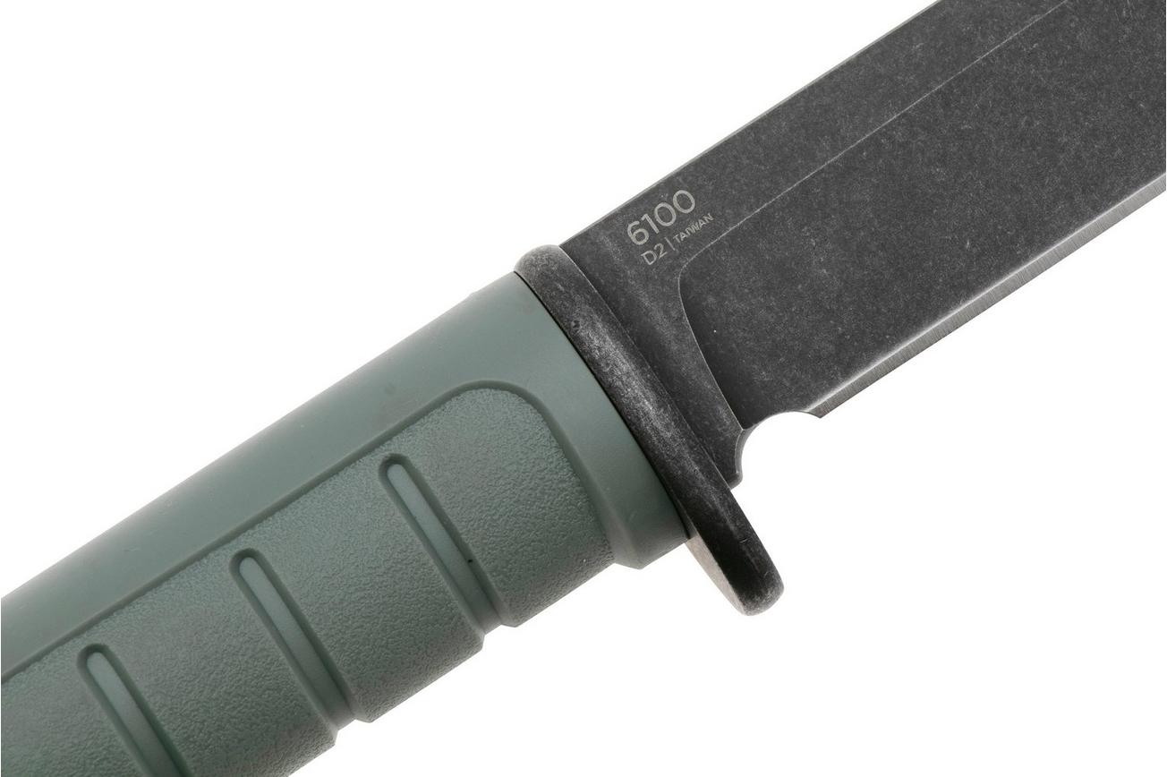 KA-BAR Dust I 6100, Blackwashed D2, Grey-Green GFN, vaststaand mes