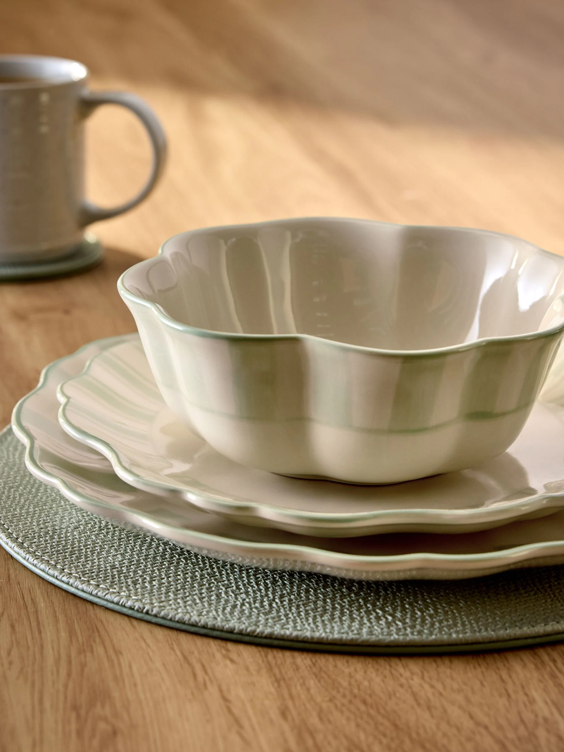 12 Piece Handpainted Stripe Dinner Set