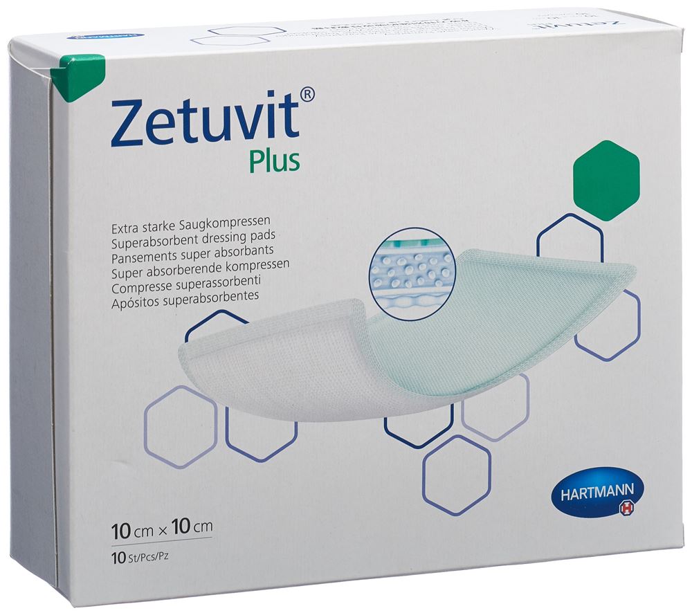 ZETUVIT Plus Absorptionsverband<br>10 Stück, 10x10cm