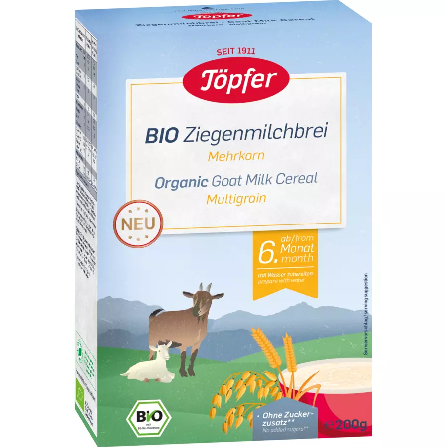 Töpfer Bio-Ziegenmilchbrei Mehrkorn 200 g ab dem 6. Monat