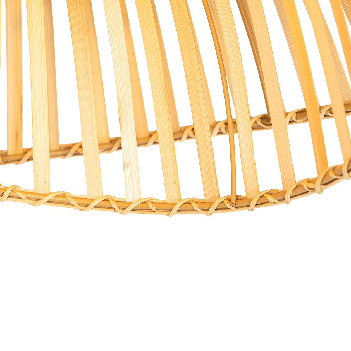 Oosterse plafondlamp zwart met naturel bamboe 62 cm - Pua