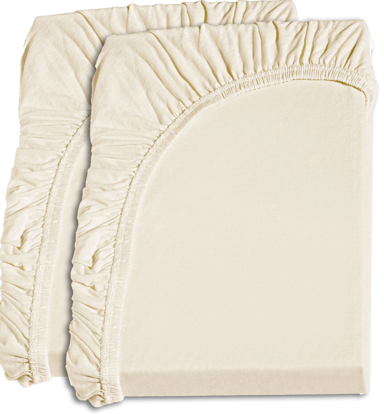 2er Set - Jersey-Spannbetttuch Baumwolle Beige ca. 90 x 200 cm