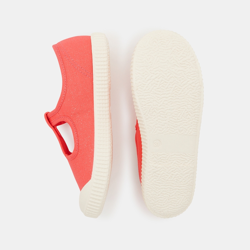 Ballerines toile forme salomé orange fille