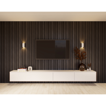 Lattenwand Decowall Acoustic Blend lava eiken, combinatie van verschillende breedtes, 260x30cm, 2 stuks (1.56m2)